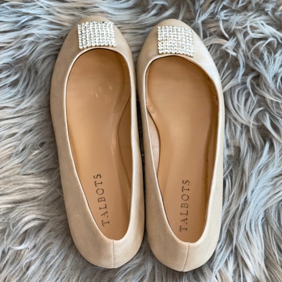 EUC Talbots Rhinestone Vamp Platinum Ballet Slip On Flats Size 7 - Picture 6 of 7